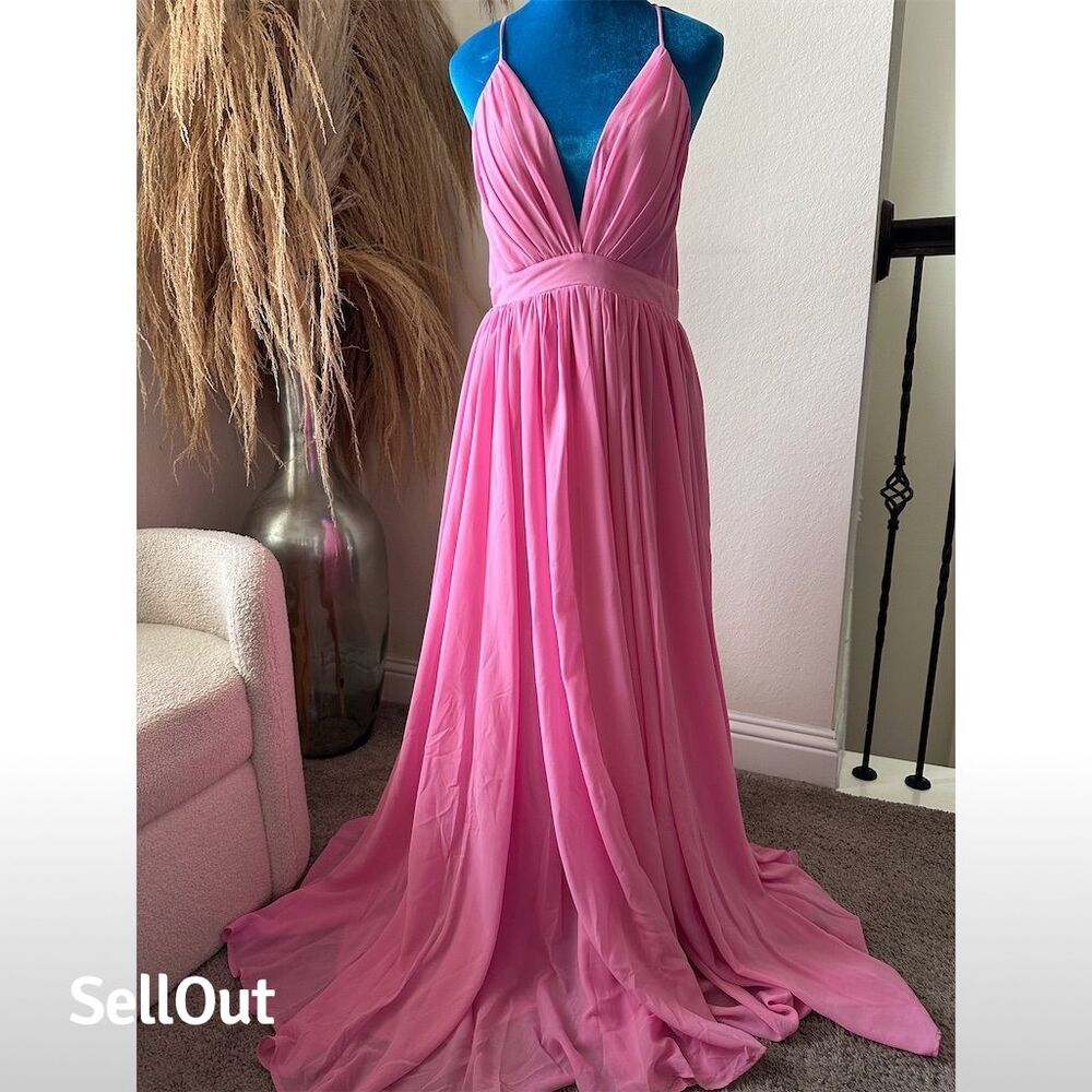 Meghan LA Women's Pink Maxi Dress Sleeveless Formal Spring Gown